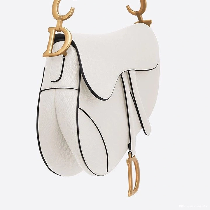 Cheap Calfskin Bag Dior White Saddle Grained 0806 Luxury